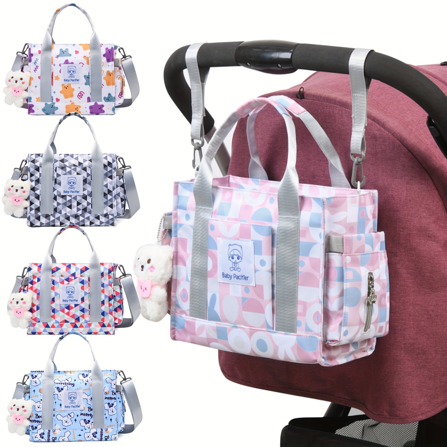 Printe - Bolso de maternidad para viaje de noche, para mamá, bolso grande  para pañales con correa de hombro y bolsas organizadoras para mamá, para
