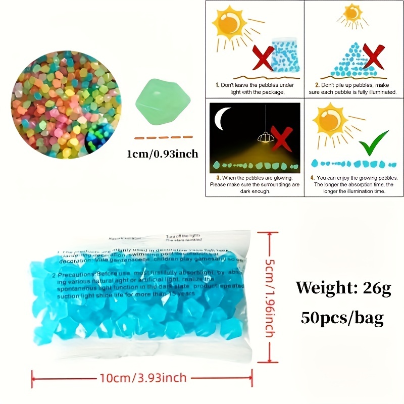 50pcs Glow In The Dark Pebbles for Garden and Wedding Decor
