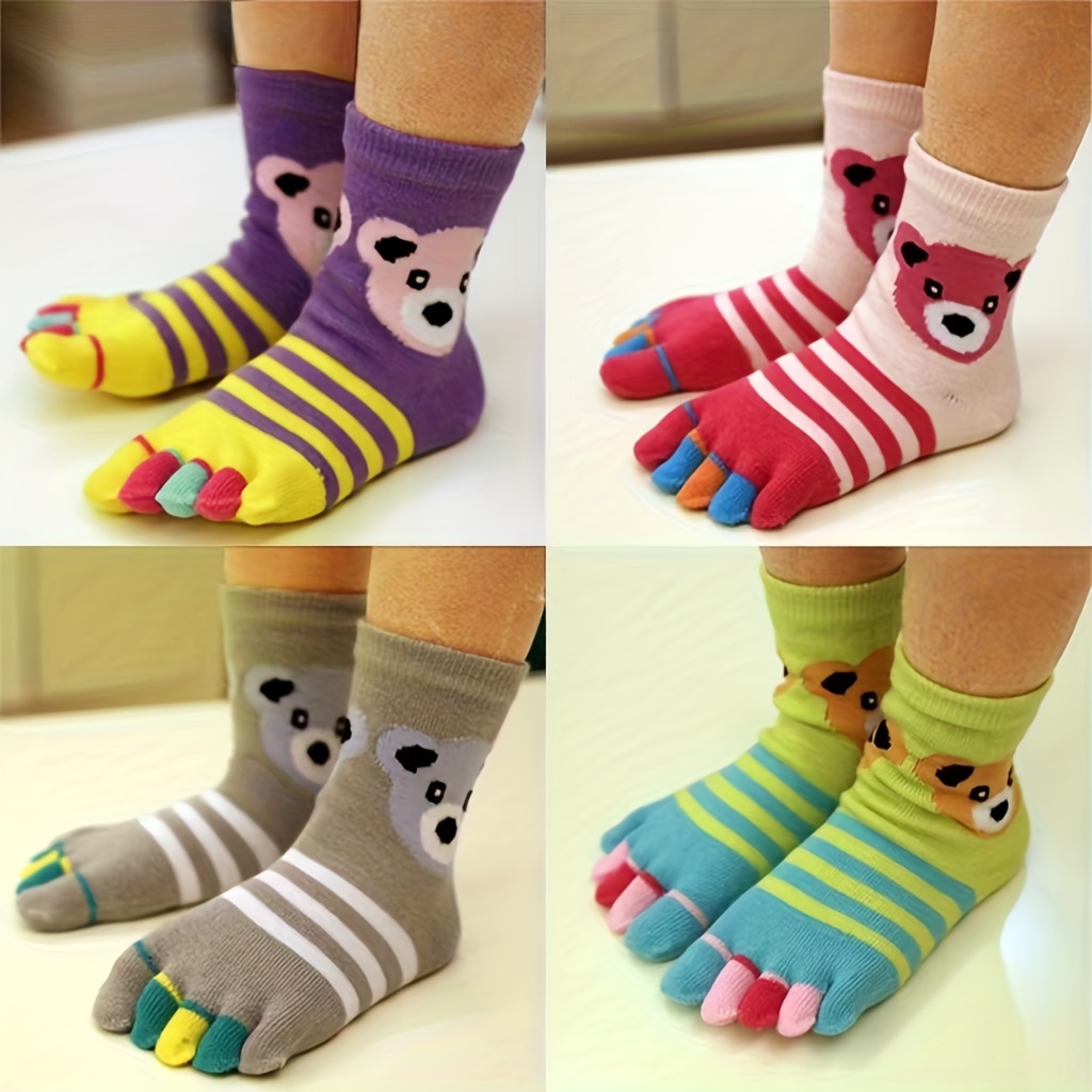 Calcetines de cinco dedos para niños y niñas, calcetines de algodón con  cinco dedos para correr al tobillo (5 pares)