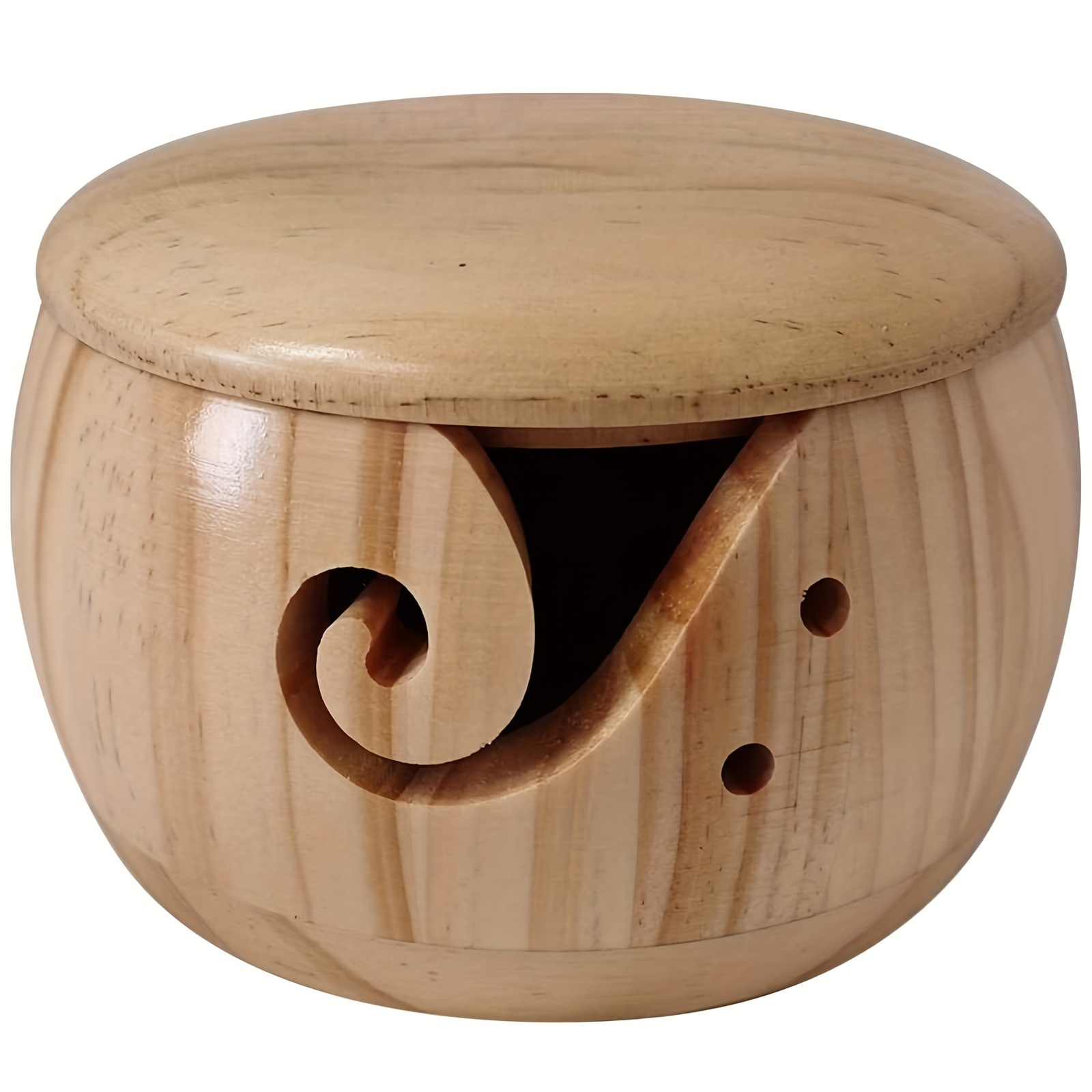  Wooden Yarn Bowl Yarn Storage Bowl with Removable Lid Home  Needlework Yarn Holder for Knitting and Crochet Accessories Kit