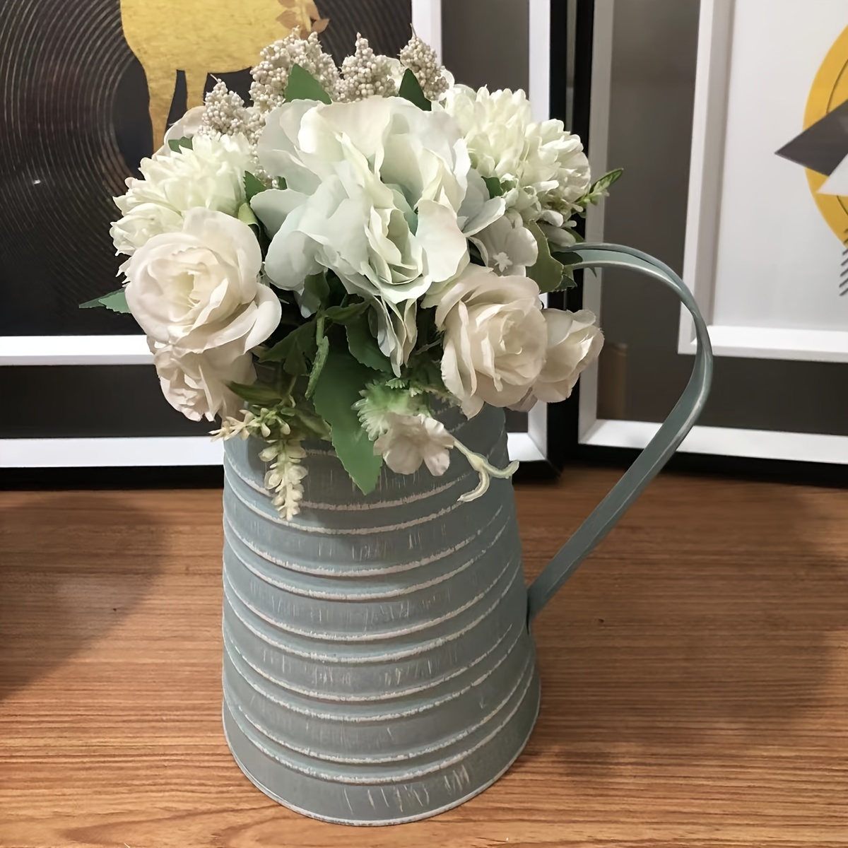 Vaso Per Fiori In Metallo Shabby Chic – Zinco Zincato, Vintage, Con Cuore E Corda, Impermeabile, Per Casa E Giardino, Taglia S 10x21 Cm