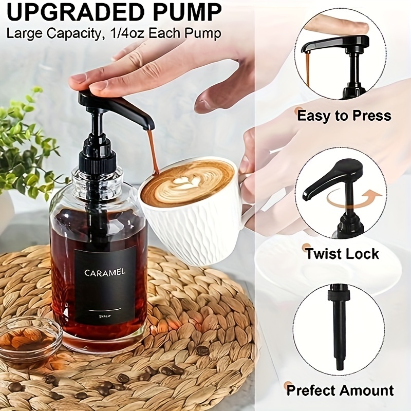 Black Pump Coffee Syrup Pumps - 4 Pcs Coffee Creamer Pump Dispenser Milk  Pump fo 