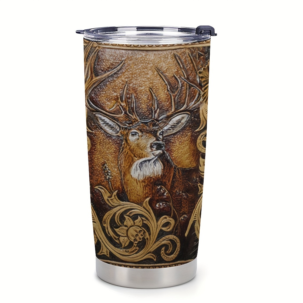 Hunting Gifts for Men - Deer Hunting Tumbler 20Oz Travel Coffee Mug  Stainless St
