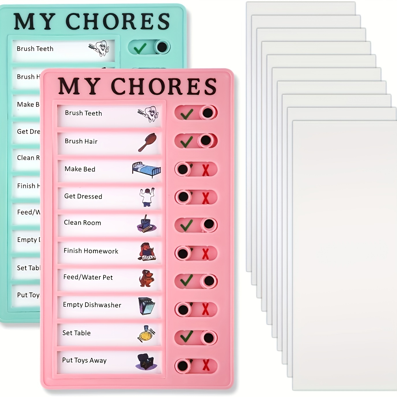 Chore Chart Memo Checklist Board, Portable Daily to Do List & My Chores  Chart Planning Boards, Detachable Plastic Checklist Task Board Slider for