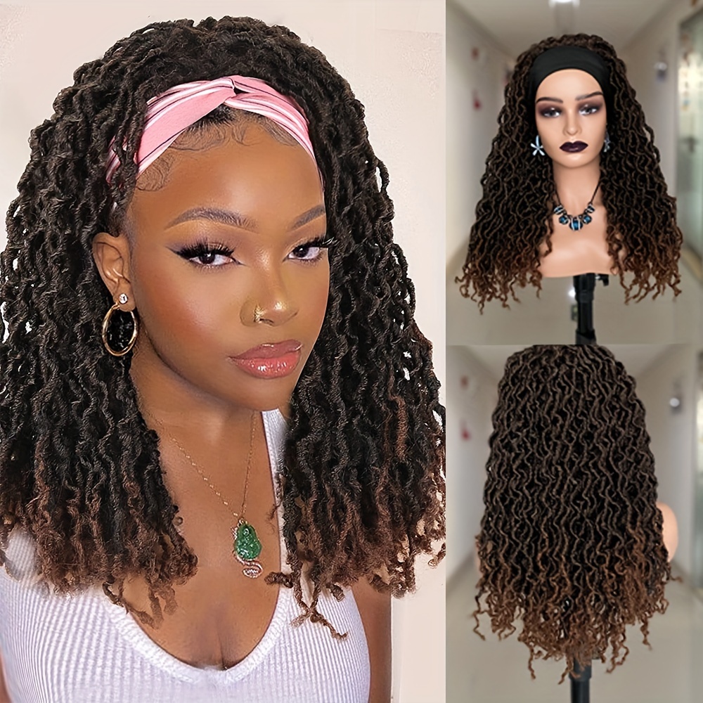 Twisted Braids Hair with Curly Ends Braided Wigs Short Black Synthetic  Natural
