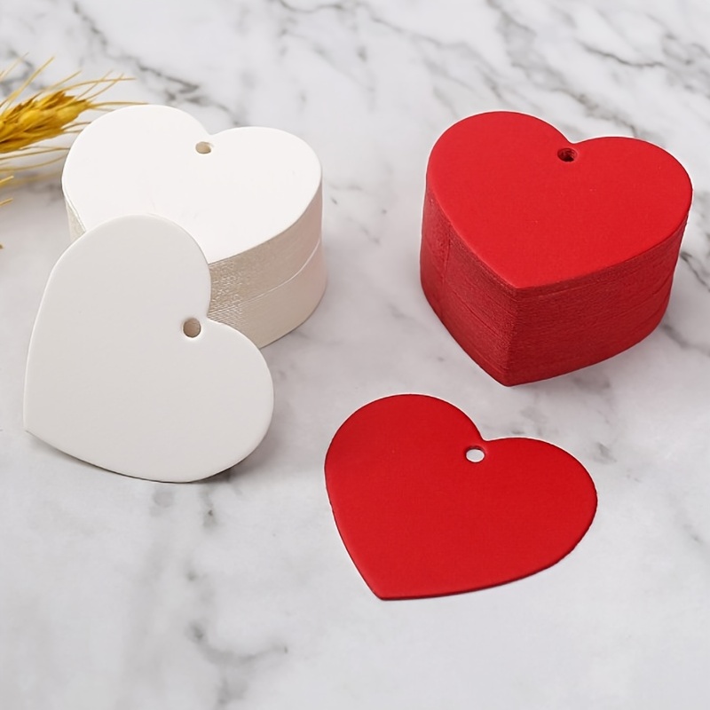 50pcs Blank Kraft Paper Tags with Strings Round Heart Shaped Card