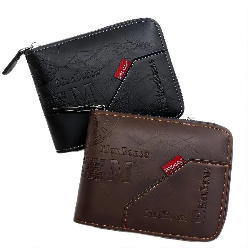 Men's Genuine Leather Three Fold Wallet, Card Holder - Temu