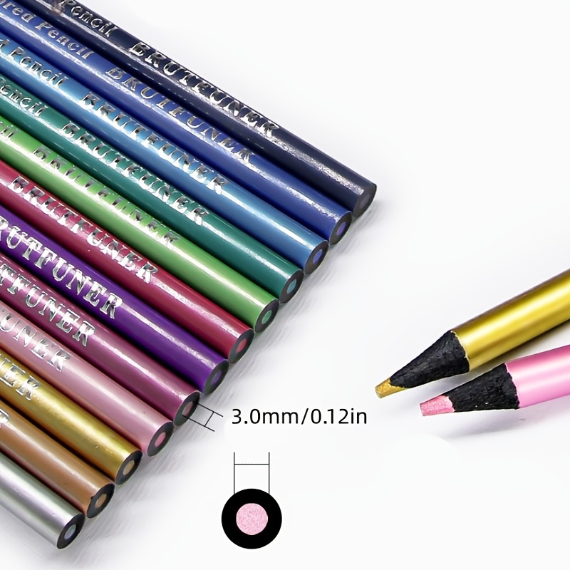 Ensemble De 12 Crayons De Couleur Métalliques Pour Le Dessin, Le Croquis Et  La Coloration. Fournitures D'art Professionnelles Brutfuner Pour Les  Artistes, Mode en ligne