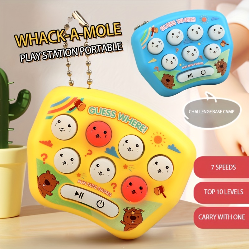 Cartoon Handheld Mini Fun Whack-A-Mole Game Machine Key Chain Cute Creative  Playable Gopher Machine Keychain Kids Toy Gift Charm