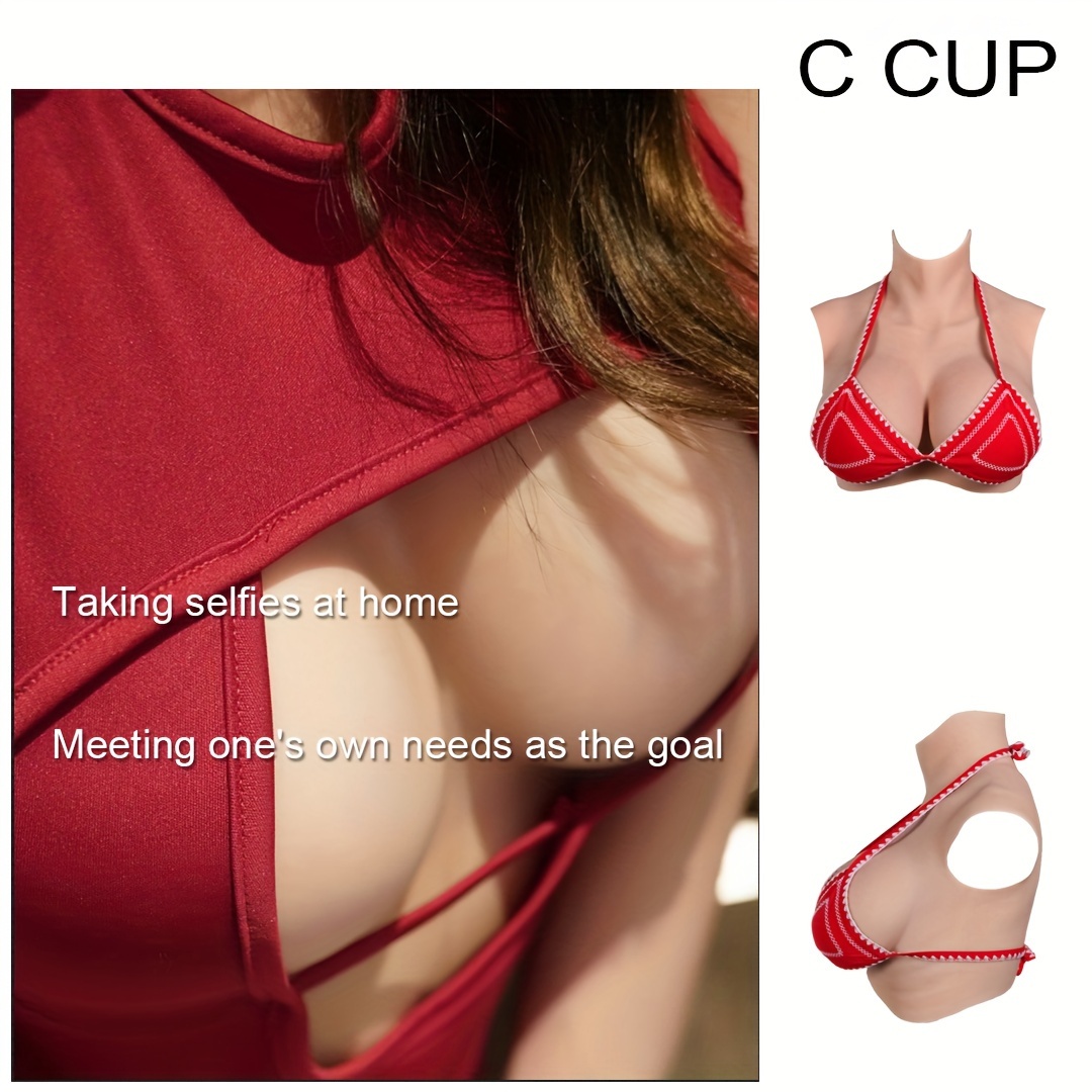 1pc High Neck Silica Gel False Breasts Vest B/c/d/e/f Cup For Cosplay,  Cross Dressing, Filling False Boobs, Padded Busty Bra, Selfie Outfit