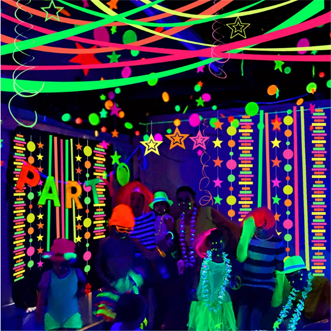 8pcs Glow in The Dark Streamers Blacklight Party Streamer Decorations Neon  Crepe Paper Streamers Party Supplies Fluorescent