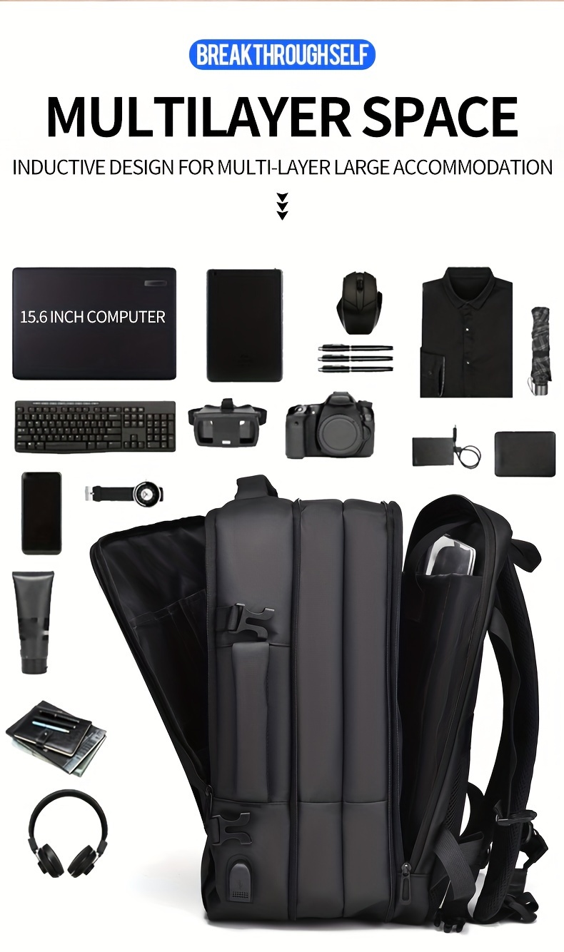 Mochila de viaje multifuncional para aventuras al aire libre, bolso de mano, mochila de senderismo, equipaje con múltiples bolsillos, gran capacidad, diseño simple y elegante, ideal para viajes de negocios o transporte diario