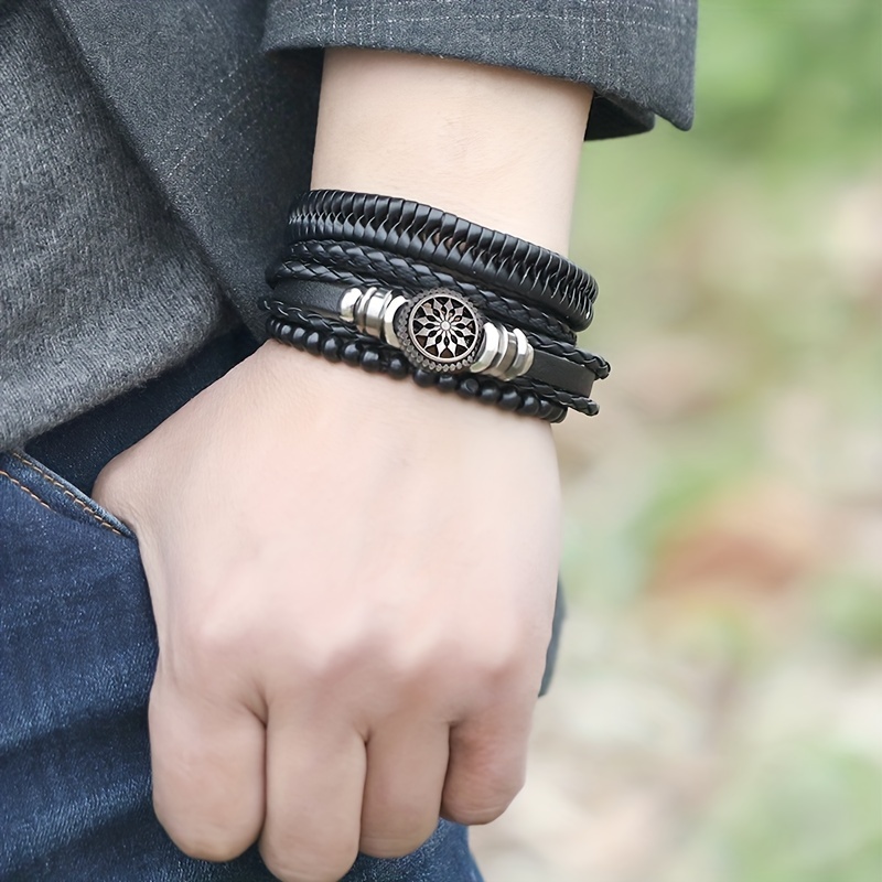 4pcs Vintage Leather Braided DIY Bracelet Set