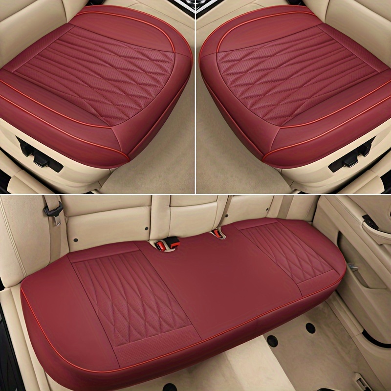 

Suitable For Sedan Suv No Back 5 Seats Car Cushion 4 Seasons Universal Seat Cushion Wear-resistant Non-slip Faux Leather Three-piece Set