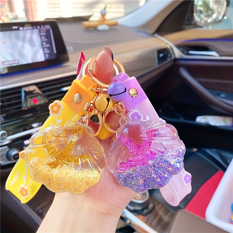 Starfish Keychain Liquid Floating Quicksand Keychains Bag Charm Car Key Ring