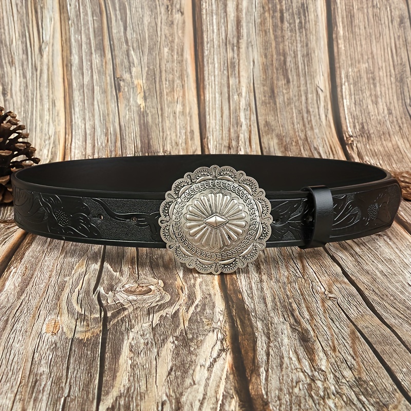 Vintage Oval Flower Buckle Women's Western Belt