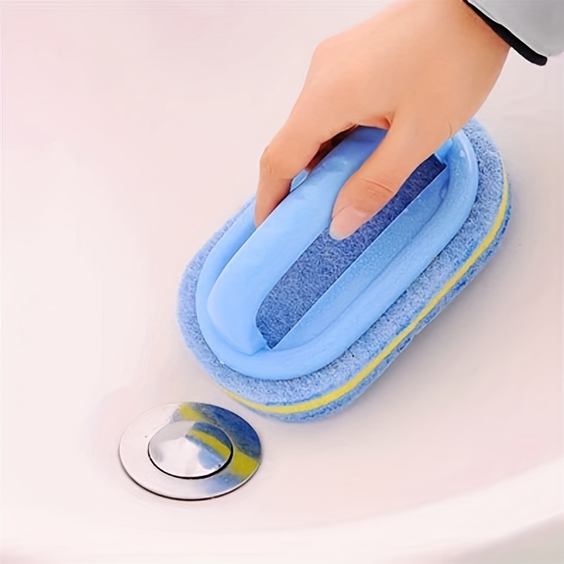 EMPPGS Sponge Wipe with Handle, 2 in 1 Brush Bathroom Wall Cleaning Brush,  Bathtub Sponge Brush, Floor Tile Brush, Kitchen Brush,Bathtub Scrubber
