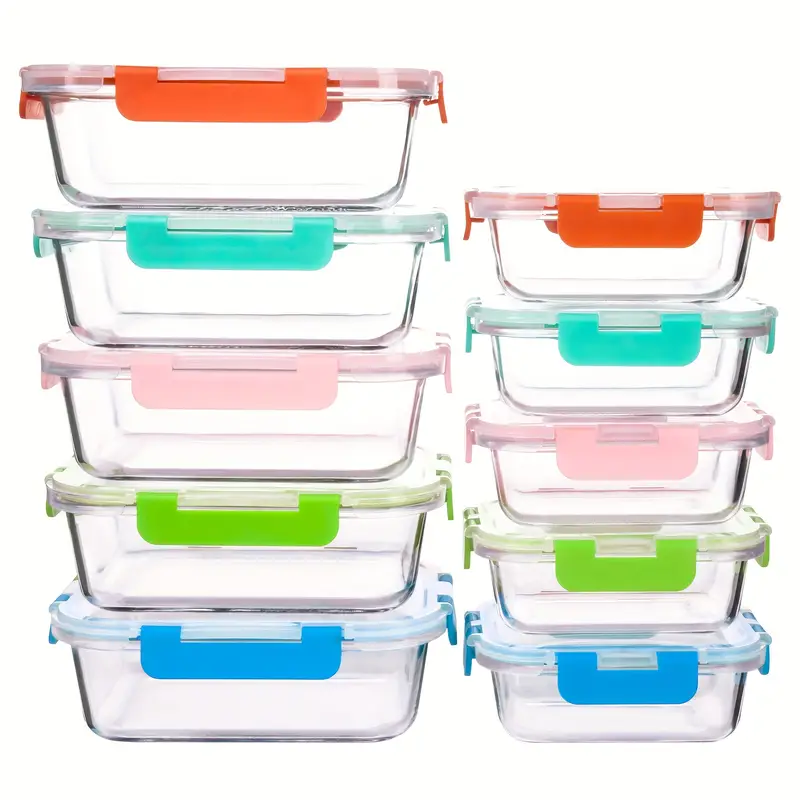 Glass Food Storage Containers Set With Leakproof Airtight Lids, Glass Meal  Prep Containers, Lead Free, Microwave, Oven, Freezer And Dishwasher Safe,  For Meal Prep, Lunch And Portion Control, Kitchen Accessories & 