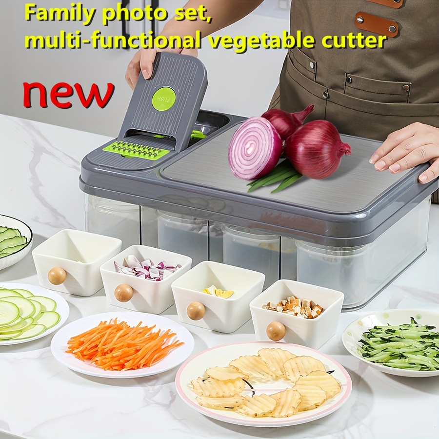 Picador de verduras, 12 en 1 multifuncional para verduras, cortador de  verduras de cocina, picador de alimentos de cebolla de patatas con pelador  de
