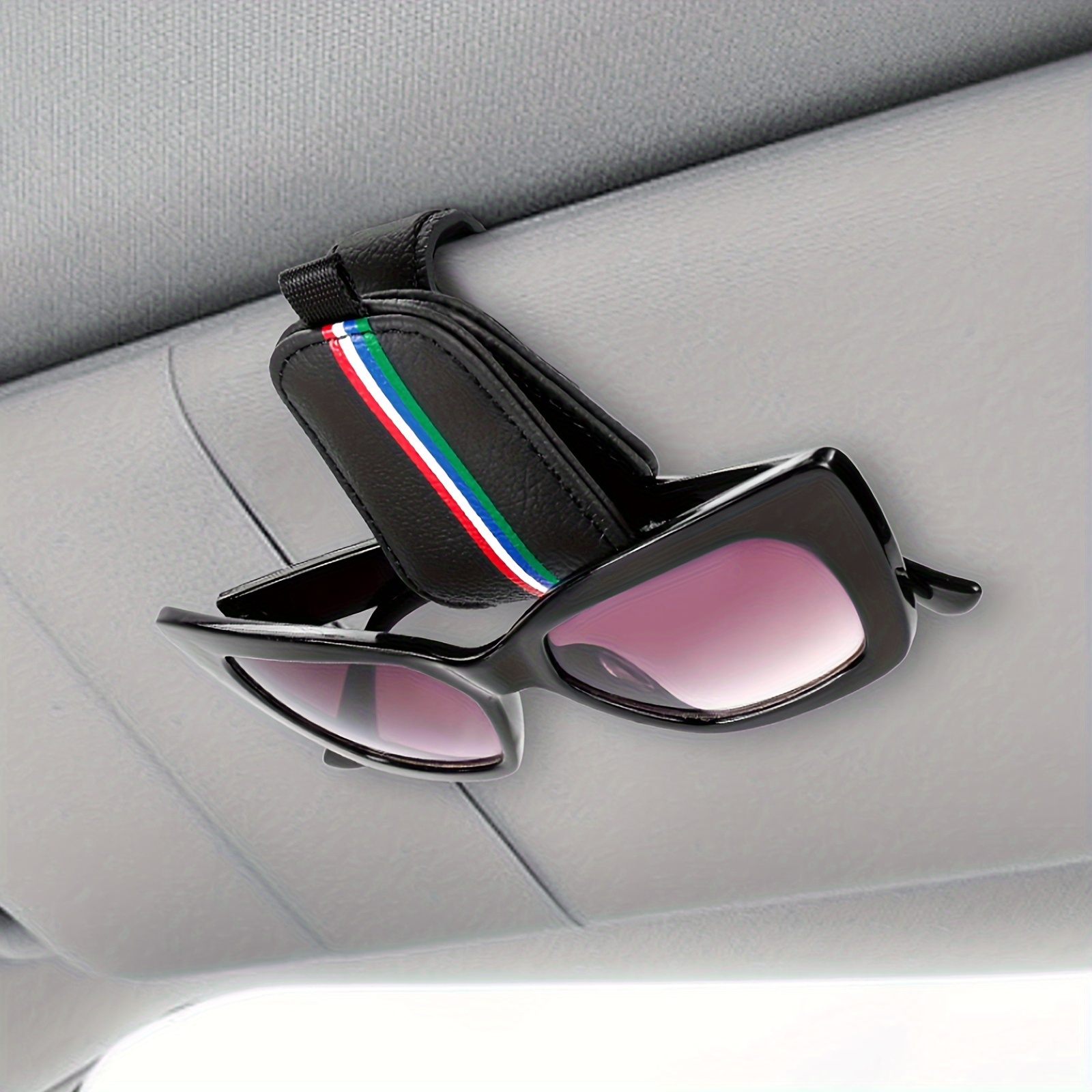 Soporte para gafas de sol para visera de coche, clip magnético de cuero  para colgar gafas, accesorios para visera de vehículo, soporte protector  para gafas con cierre magnético oculto, 2 uni