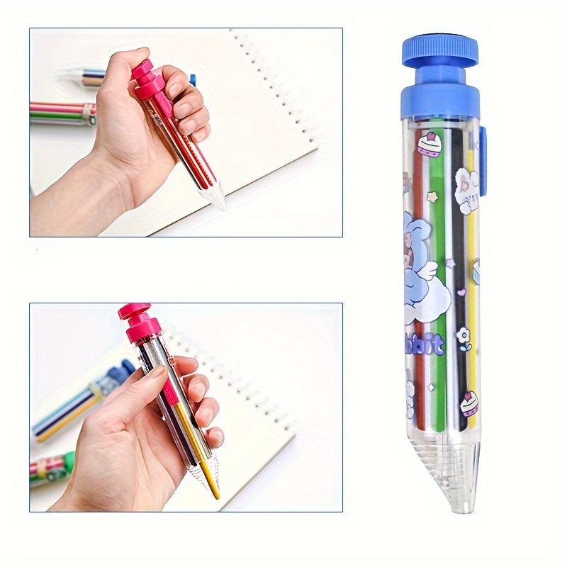 1pc 8 Colors In One Pen Rotary Multi Colour Crayons Push - Temu