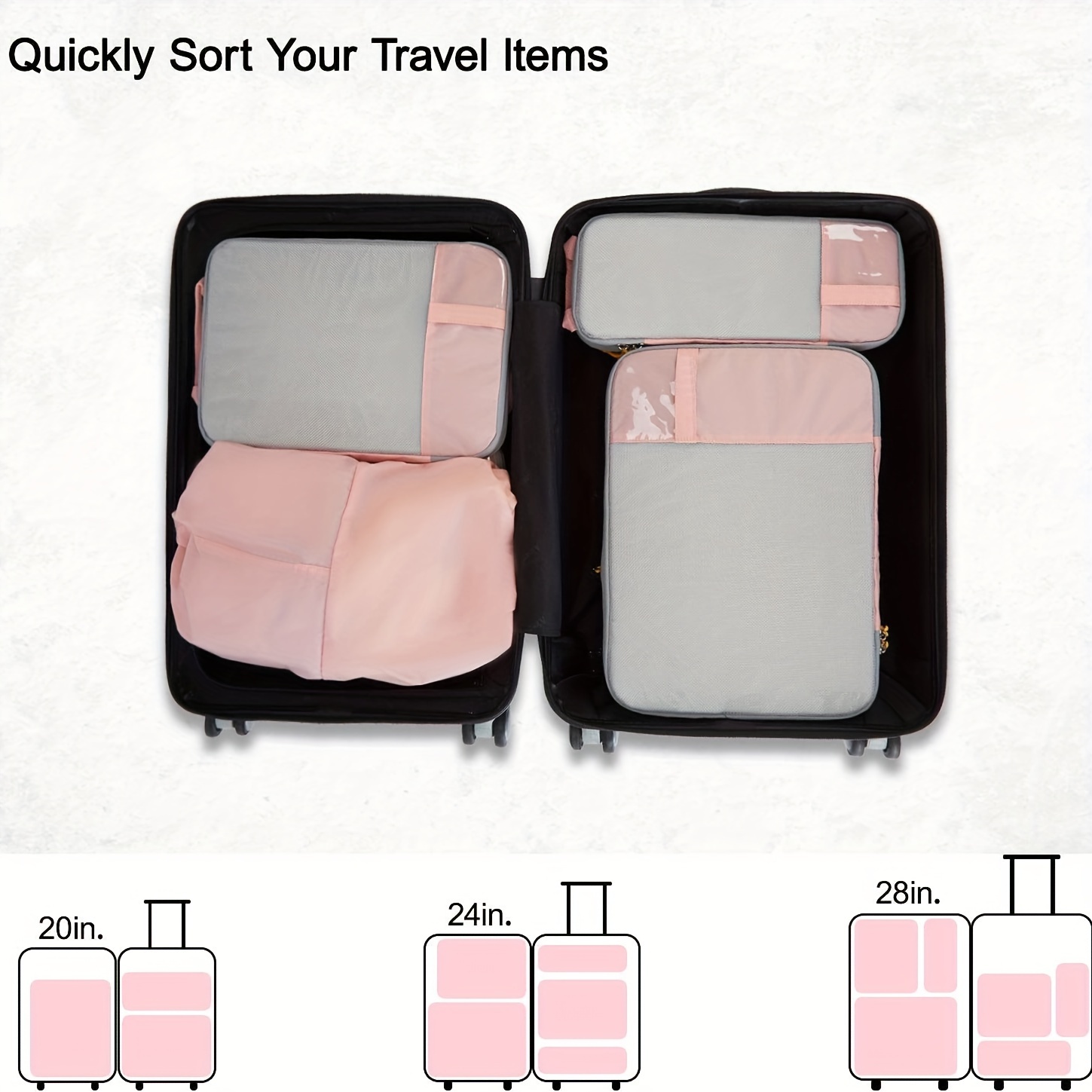 BAGSMART Cubos de embalaje de compresión para maleta, juego de 6 cubos de  embalaje de viaje para equipaje, cubos de viaje de compresión y organizador