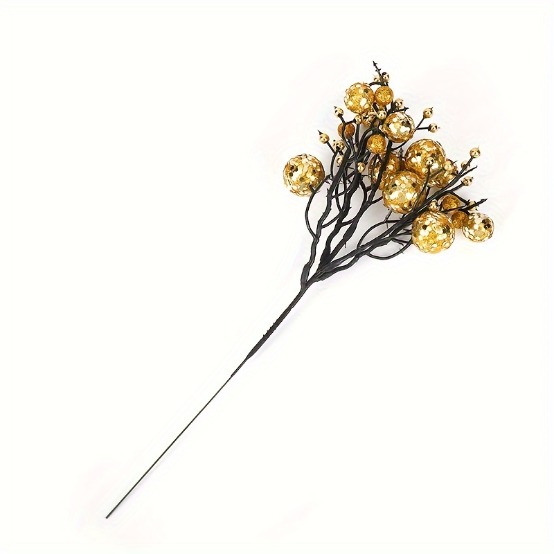 Branche décorative 17'' - Baies dorées et fruits