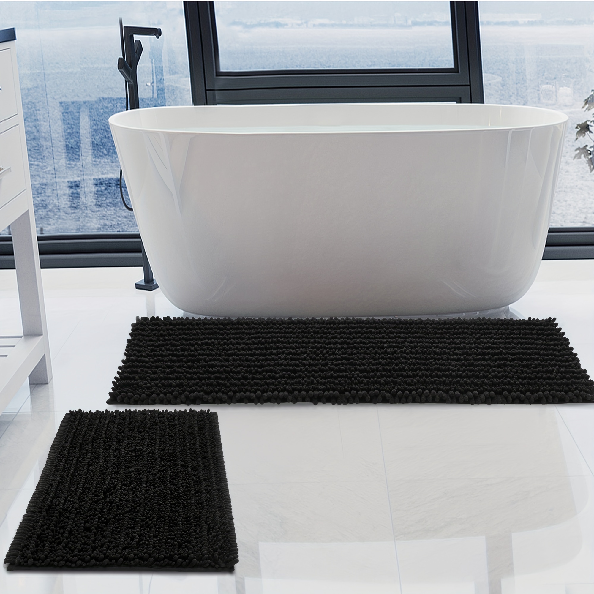 Super Absorbent Bath Mat Quick Drying Bathroom Rugs Non-slip Shower Mat  Entrance Doormat Washable Mat Bathroom Accessories