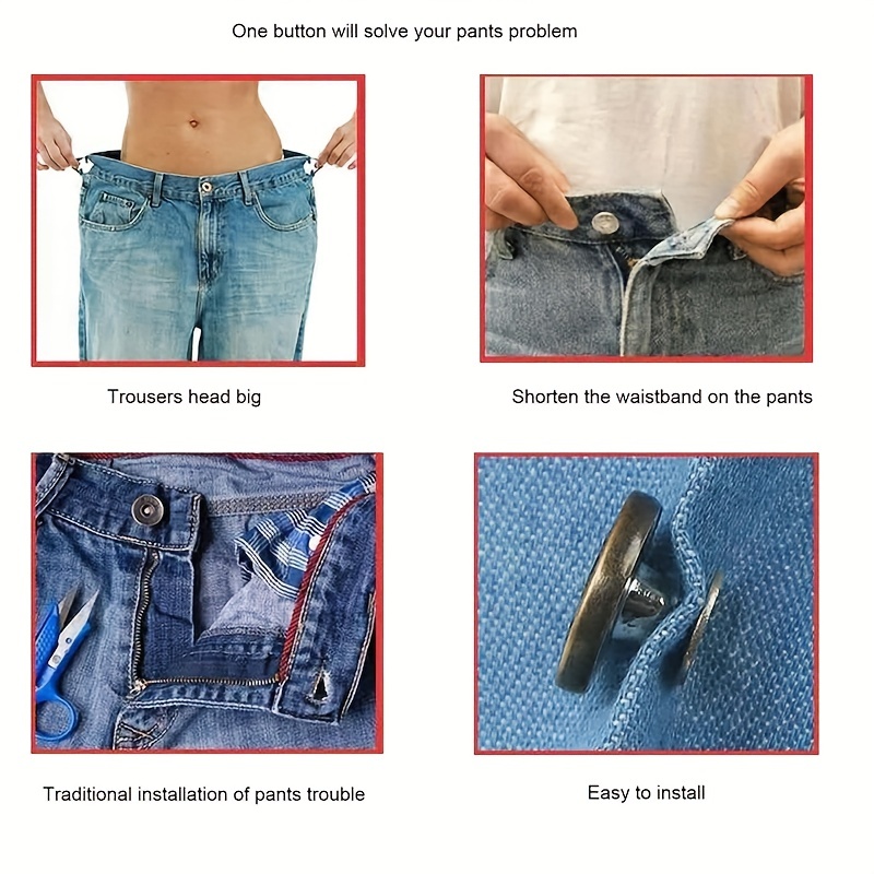 16 Sets Of Button Pin Jeans, Seamless Fit, Detachable Pants Button
