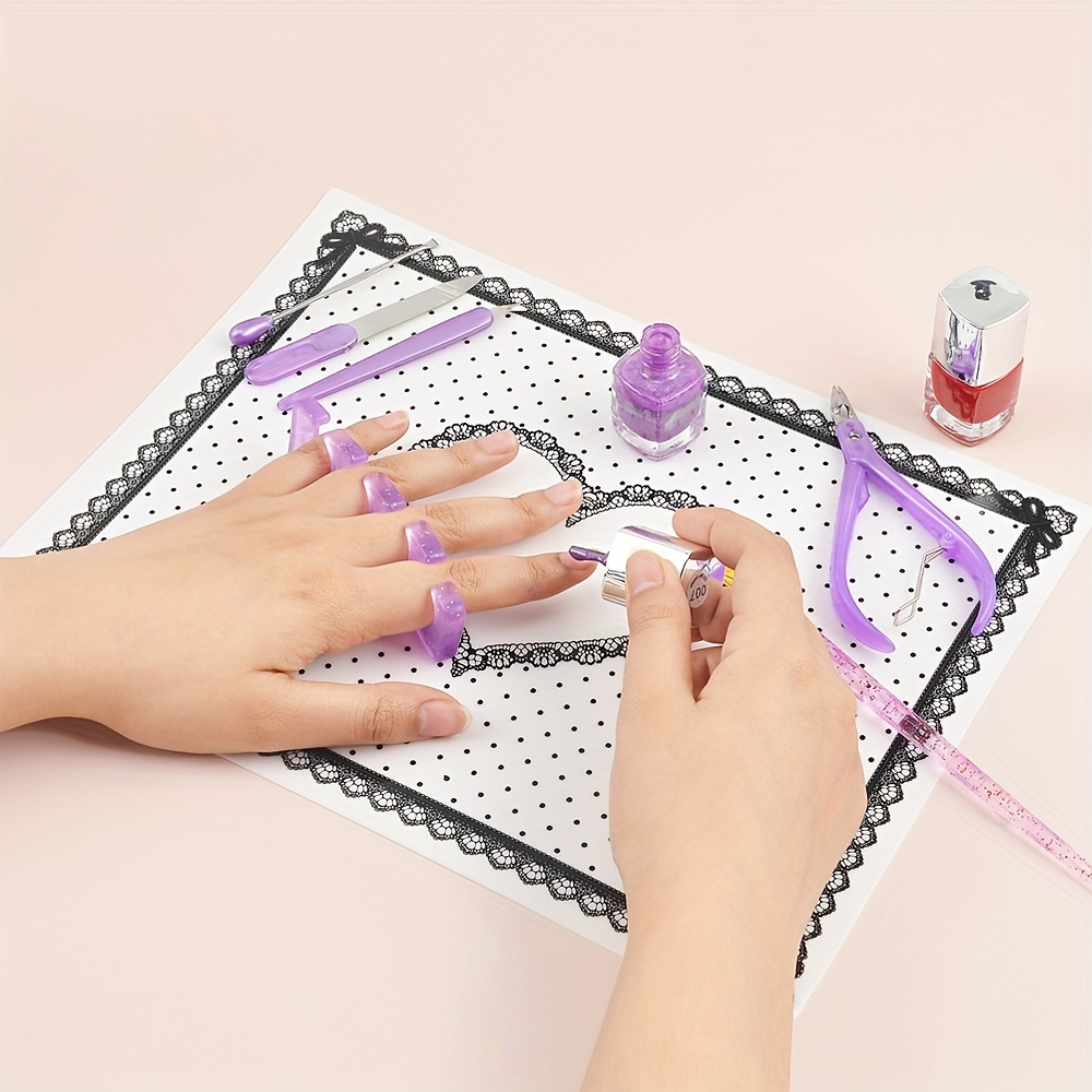 1PC Manicure Silicone Work Space Mat - Perfect For Nail Art Stamping,  Marbling, And Practice - Lacey Heart Design