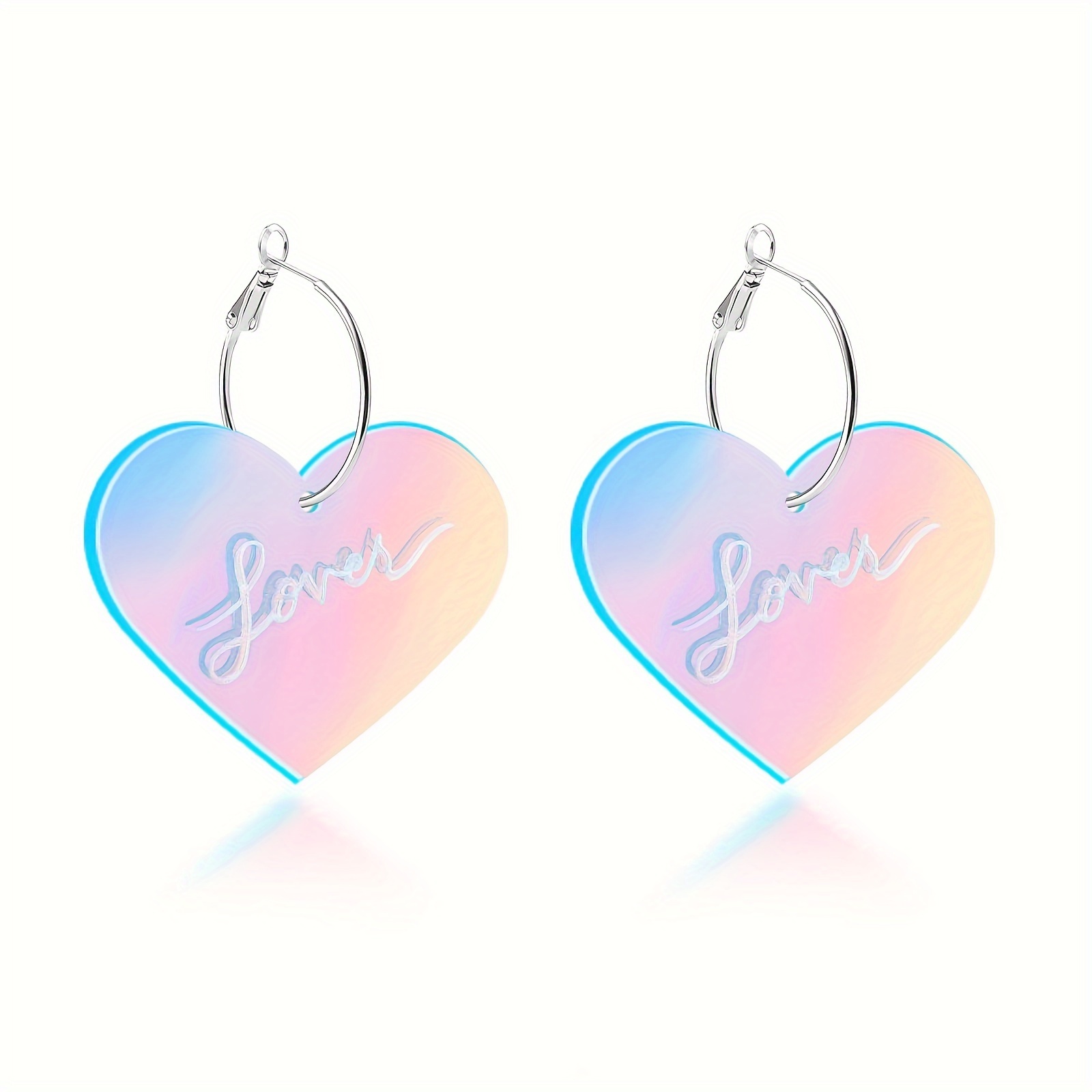 

Laser Heart Shape Love Decor Dangle Earrings Classic Elegant Style Acrylic Jewelry Valentine's Day Gift For Lovers