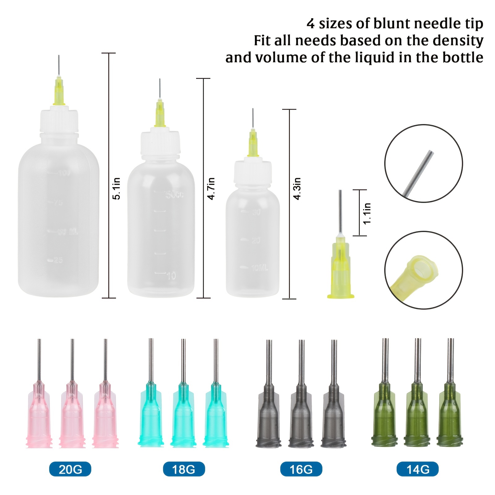 DEPEPE 24pcs 30ml Needle Tip Glue Bottle, Plastic Dropper Bottles,  Applicator Bottles, Precision Tip Applicator Bottle and 8 Color Tips for  DIY Quilling Craft, Acrylic Painting, with 5 Funnel