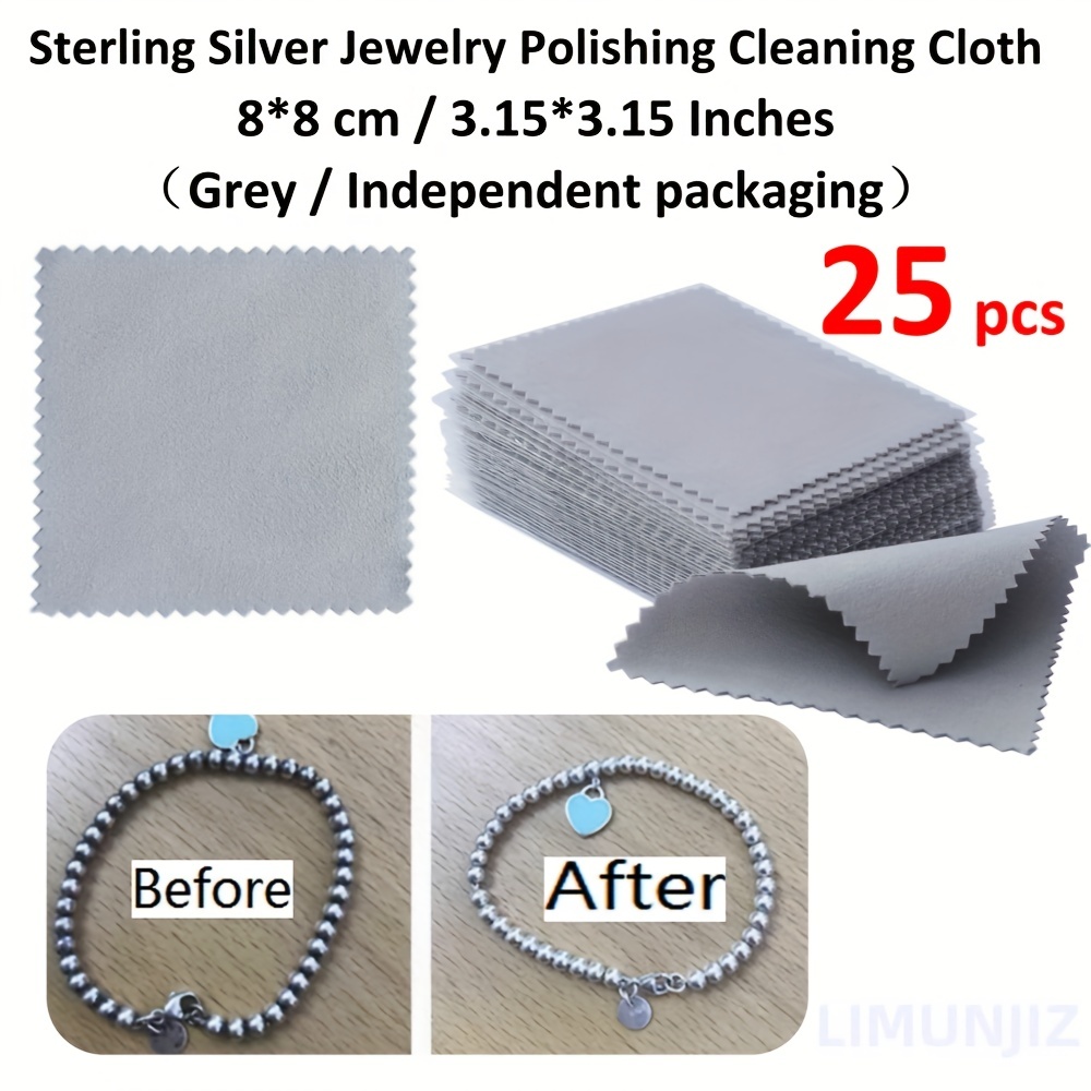 10 Pcs Jewelry Cleaning Cloth - 8x8cm Silver Polishing Cloth for Jewelry, Sterling  Silver, Gold, Brass, Platinum