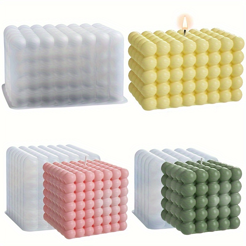 Bubble Pillar Candle Mold, Geometric Cube Silicone Mold for Candle