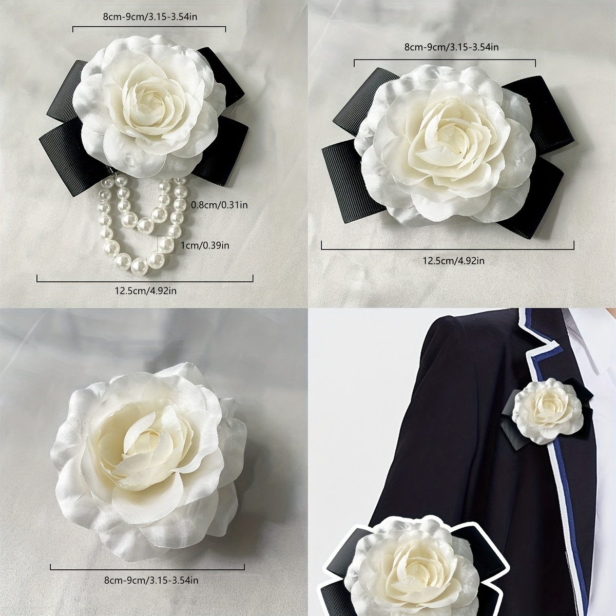 White Camellia Flower Brooch Pin Elegant Jewelry For Women Wedding Banquet  Dress Decoration - Temu
