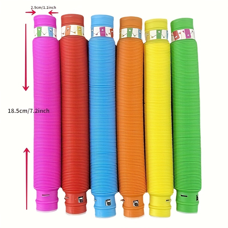 Paquete de 12 tubos sensoriales Pop Tubes (6 tubos grandes + 6 mini tubos),  juguetes para niños con habilidades motoras finas, juguetes sensoriales