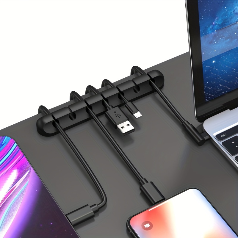 Organisateur de câbles USB en Silicone, enrouleur de bureau, Clips