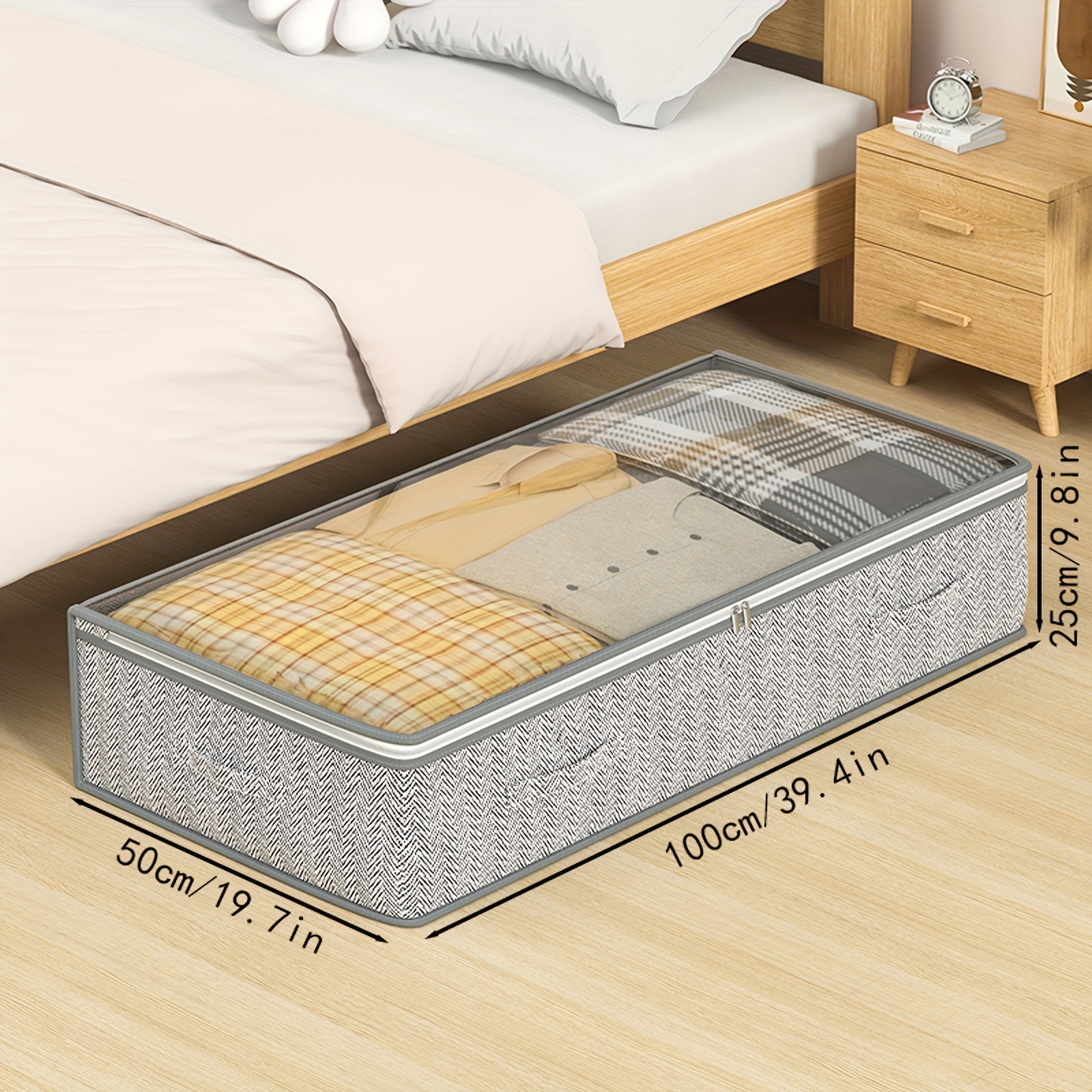 1pc Reusable Grid Patterned Bedding Storage Bag With Waterproof