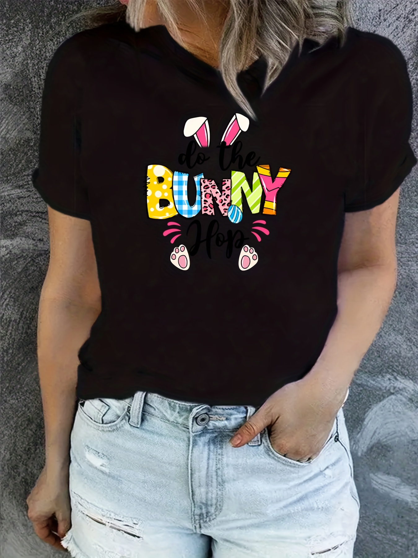 Letter Bunny Graphic Fashion Sports Casual Street T shirt - Temu