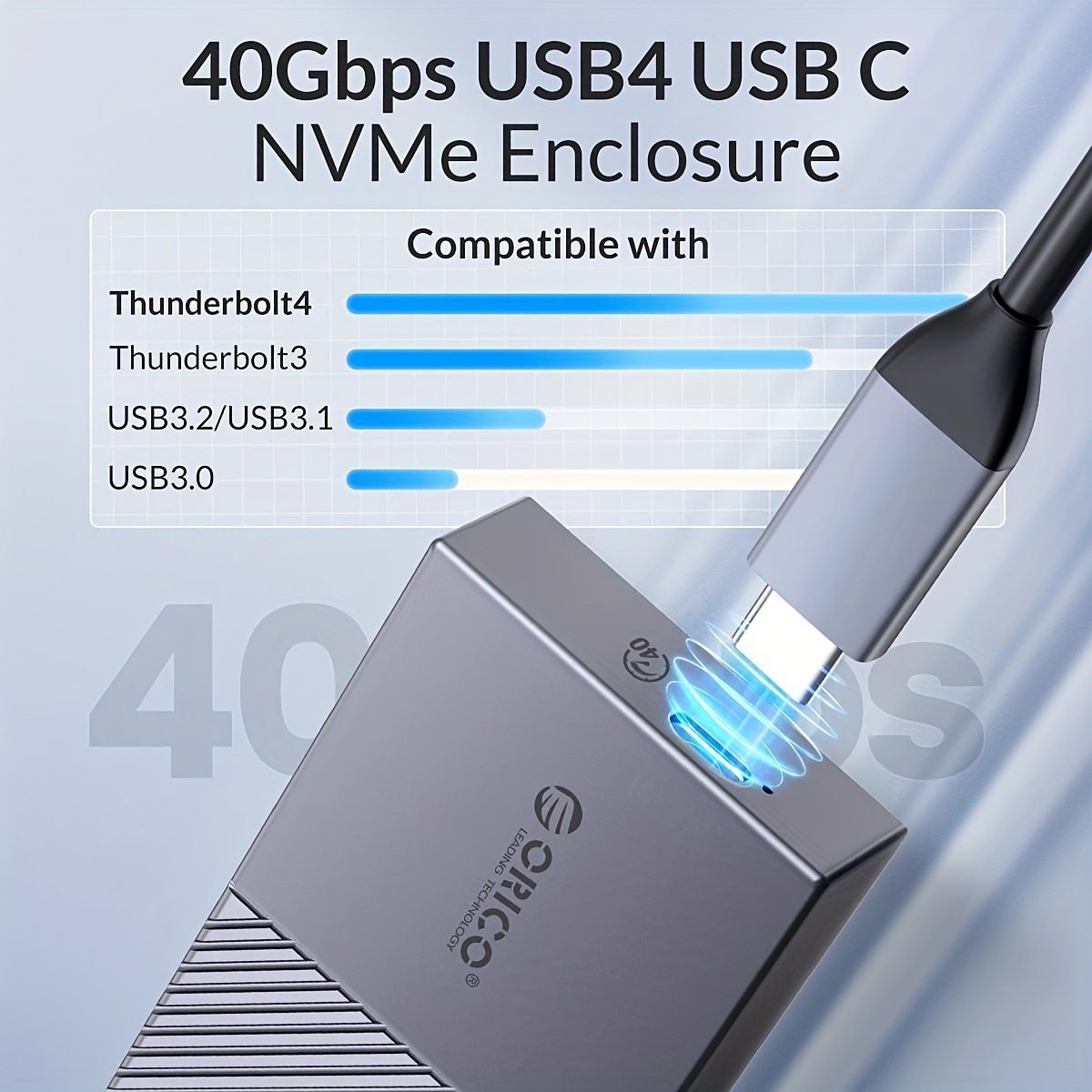 Boîtier SSD ORICO M.2 NVME 40Gbps (Argent)
