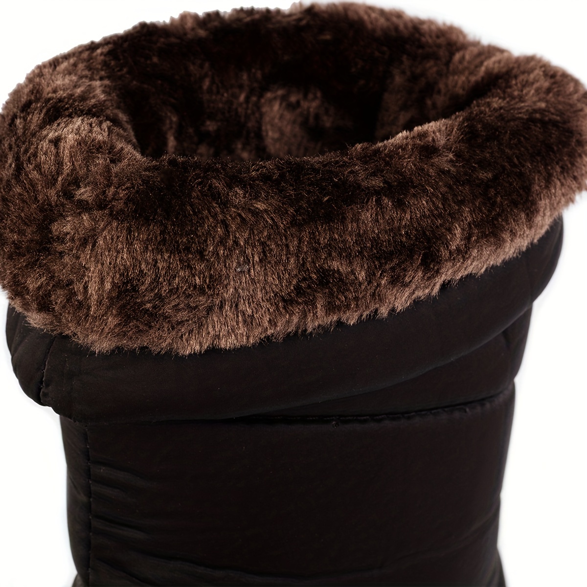 Fur Lined Snow Boots Waterproof Platform Mid Calf Chunky Heels