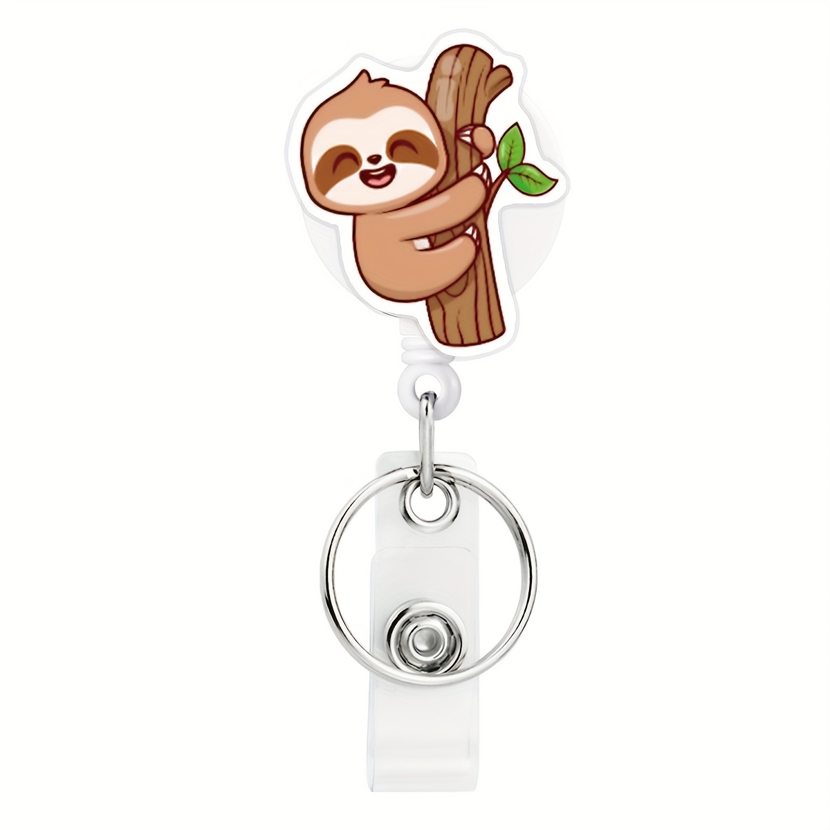 1pc/4pcs Sloth Retractable Badge Holder with Key Ring, Cute Badge Clip On Name Card, Ideal Christmas Gift Choice for Women Doctor Nurse Workmate