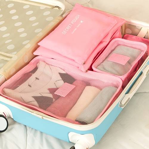 Travel Storage Bag 6pcs Set, Portable Clothing & Lingerie Storage Bag, Laundry Bag Luggage Organizer
