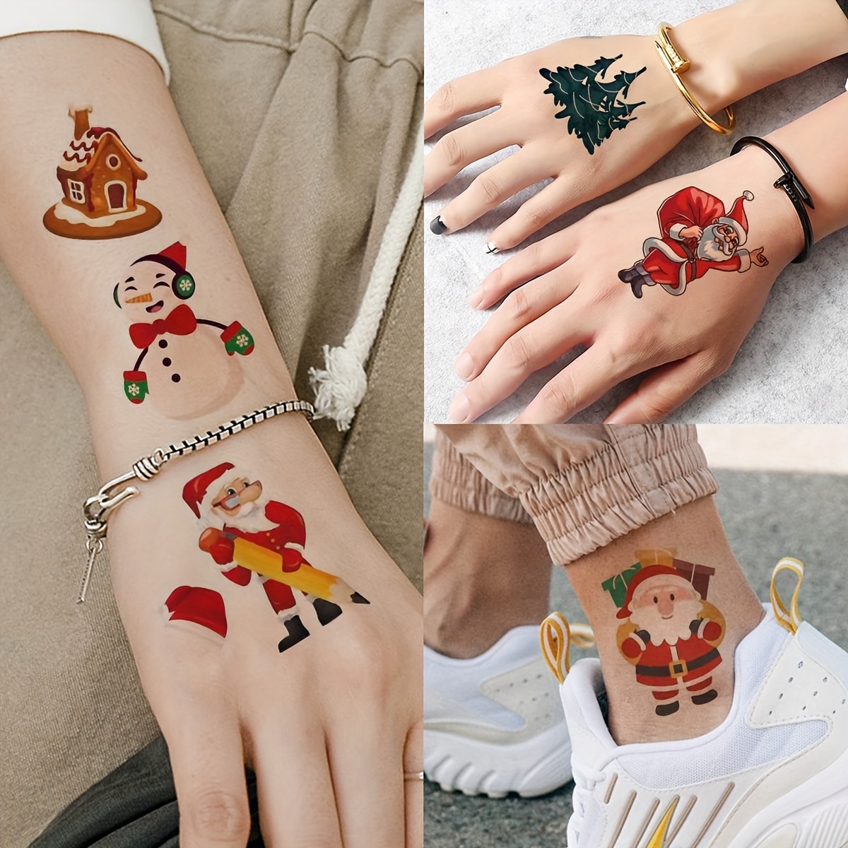 Pegatinas de tatuajes de Navidad para niños y mujeres, tatuajes temporales  de 30 piezas para niños, tatuajes falsos de campana de brazo y mano,  tatuajes para bebés y niños - AliExpress
