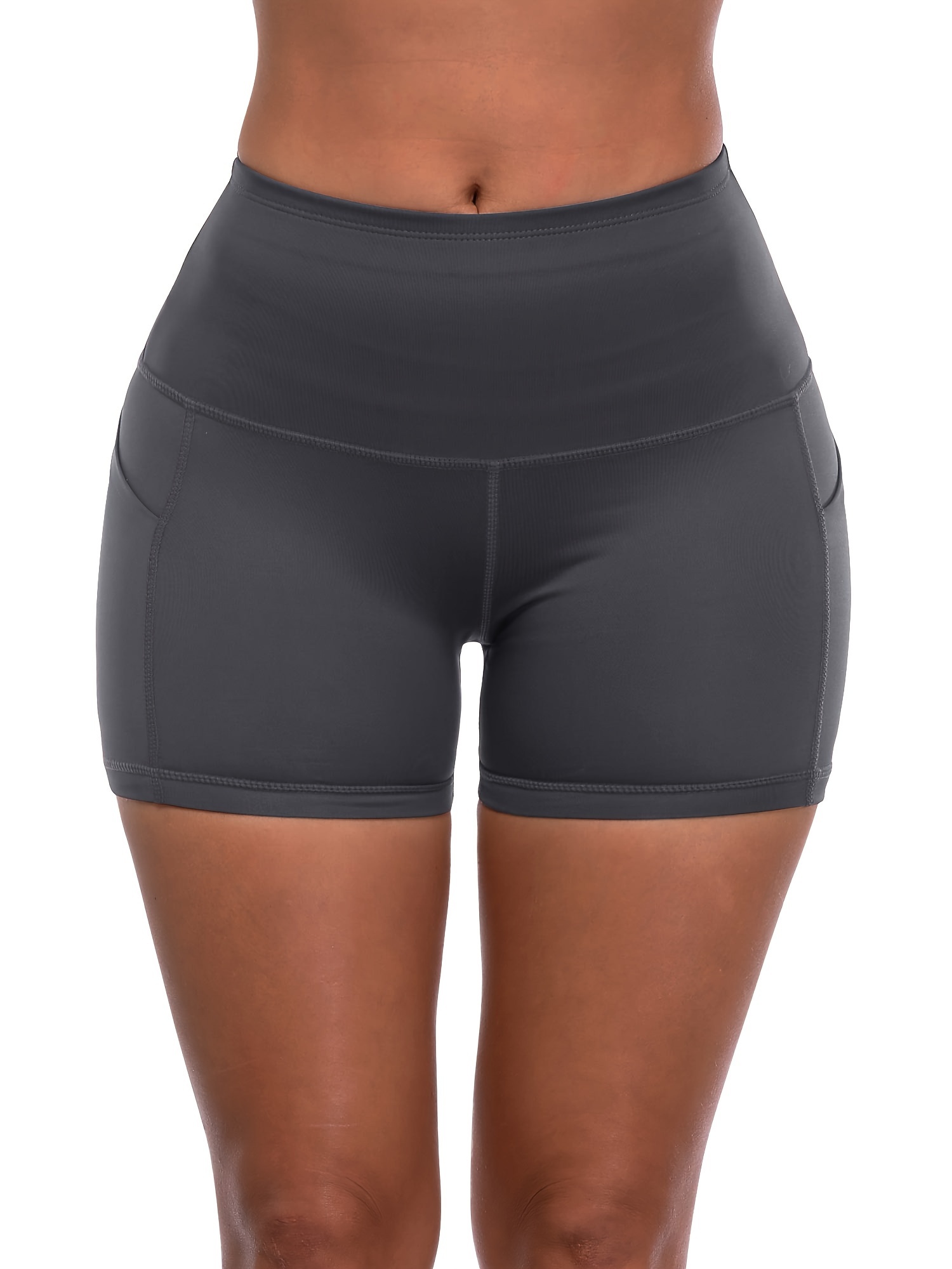 High Waist Workout Yoga Shorts for Women Running Biker Shorts with Pockets  Prices and Specs in Singapore, 12/2023