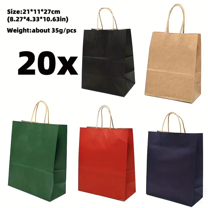 Medium Kraft Paper Bag Bag With Handle Purified Color - Temu