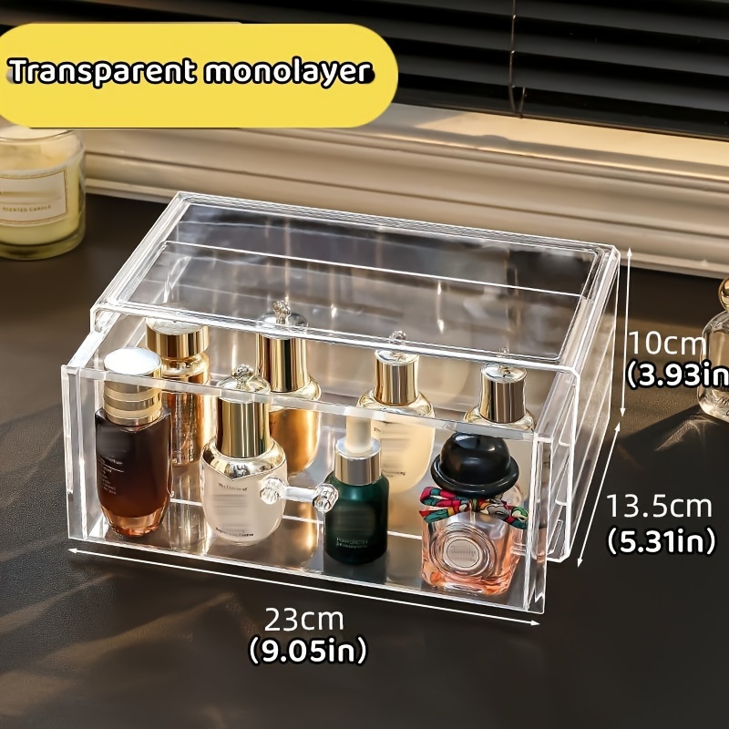 1pc Large Capacity Cosmetic Storage Box with Drawer-Dustproof