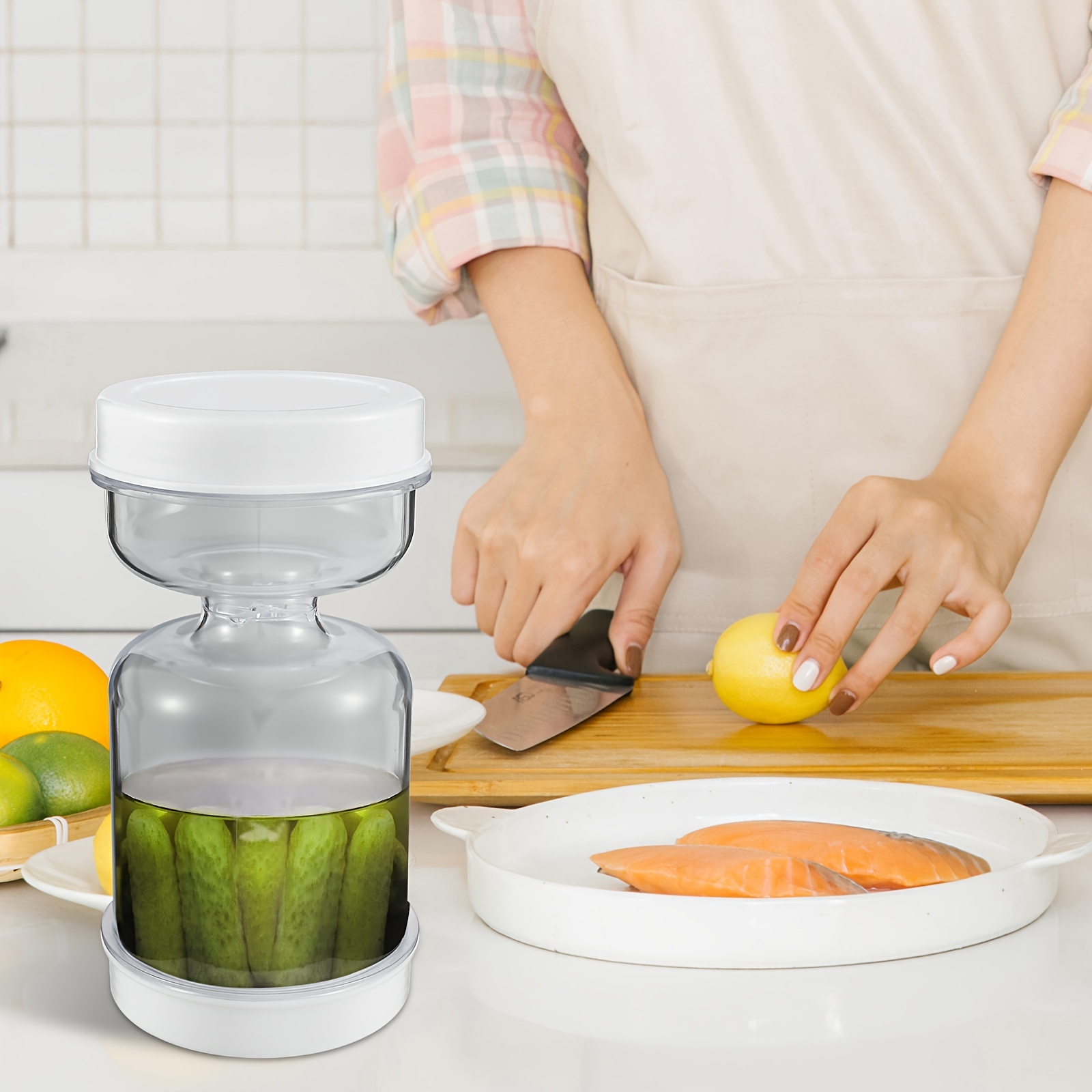 Airtight Pickle And Olives Jar With Strainer Flip Separates - Temu