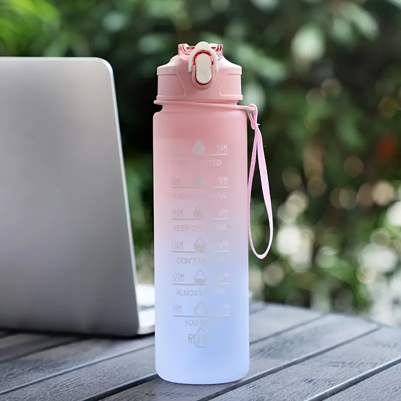 Motivational Water Bottle With Straw Time Marker Daily Water - Temu