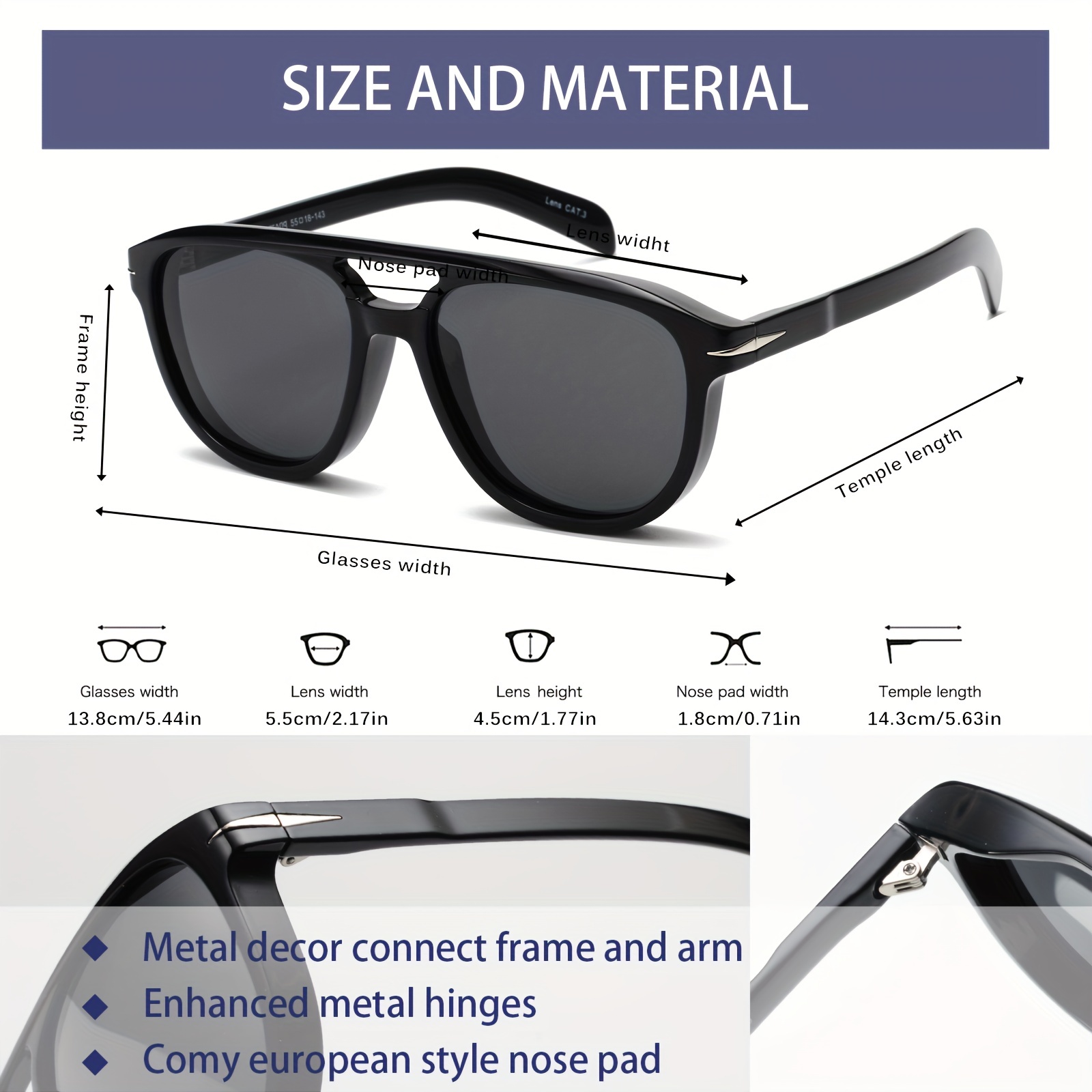 Classic Polarized Square Aviator Sunglasses for Men